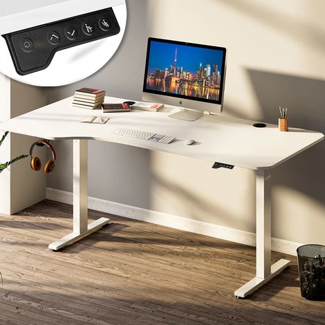 Scrivania Elettrica Regolabile Altezza 160x75x72-117cm Bianco Console di Comando (1/5)