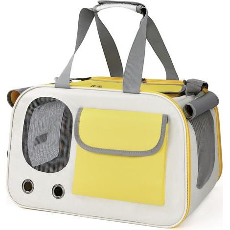 Pour Sac Transport Chat Sac de Transport Pliable en Tissu Oxford pour Chats Sac de Transport Respirant pour Chiens pour Chiens et Chats (Jaune) (1/5)
