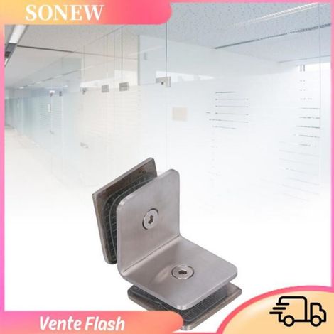 Pince À Verre - Angle Droit 90 Degrés - Pour Verre Trempé 8 À 12 Mm - Salle De Bain Et Portes En Verre - 1 Pièce (1/5)