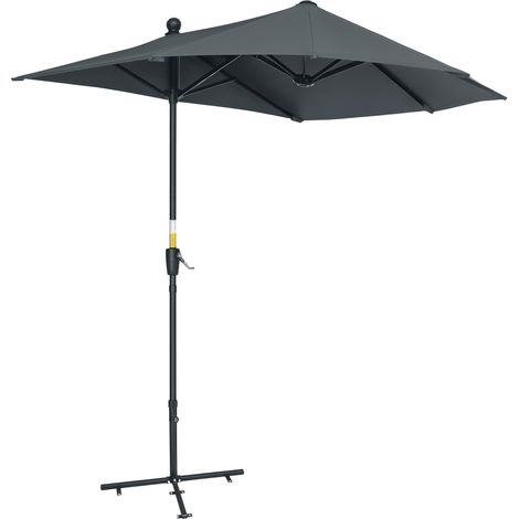 Parasol semi-circulaire à manivelle avec toile anti-UV, 200 x 190 x 240 cm, gris (1/5)