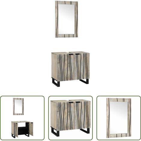 vidaXL Miroir salle de bain - Ensemble de mobilier de salle de bain avec étagère 2 pcs Blanc (1/5)