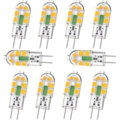LED G4 bulb, 2W, 240lm, equivalent to 20W halogen G4, warm white 3000K, 12V AC/DC, flicker-free.