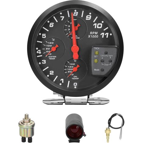 4-in-1 Multifunktions-Autoinstrument: Drehzahlmesser, Öldruckanzeige, Öltemperaturanzeige und Wassertemperaturanzeige, 5 Zoll