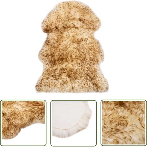 Tapis en peau de mouton 60x90 Mélange de marron (1/4)