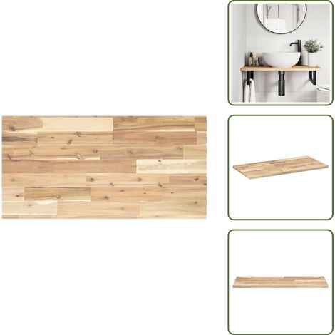 The Living Store Dessus de meuble de salle de bain non traité bois d'acacia - Dessus de comptoir en bois (1/5)