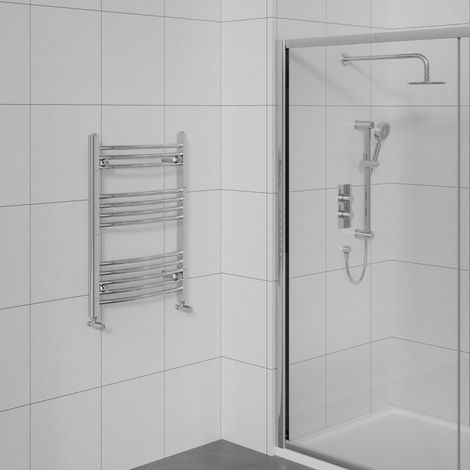 Curved Heated Towel Warmer Bathroom Radiator Chrome 750x600mm (1/5)