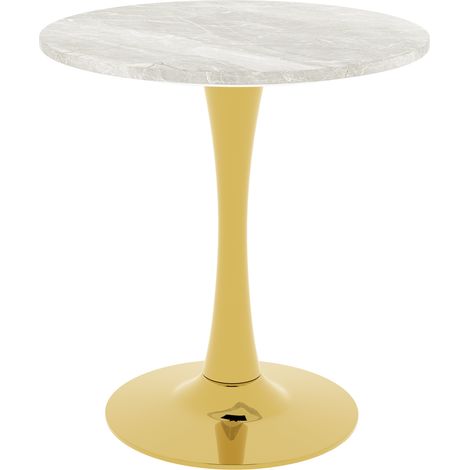 Table basse ronde en marbre blanc veiné, style moderne milieu de siècle, pour 2-4 personnes, diamètre 70 cm (1/5)