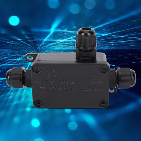 Boîtier de jonction étanche noir PC Mini 1 entrée 2 sorties pour extérieur IP66 3-6,5 mm