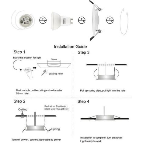 LED Spots Encastrables Orientable 6W RGB Couleur Changement Lampe Blanc Chaud 2700K Plafonnier Encastré. (1/4)