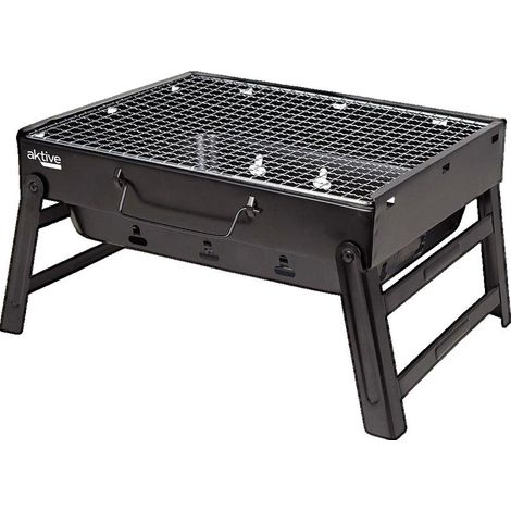 Barbacoa portátil plegable Aktive negra 40x28 cm