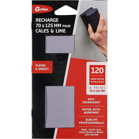 Confezione 6 Abrasivo Gesso & Rivestito 70 125 MM Gerlon - Grana 120 (Medio), Neutro