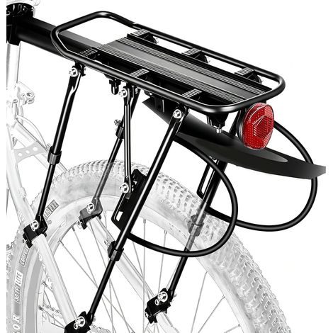 Porte Bagage Vélo Arrière Réglable Porte Bagage Velo Capacité de Charge Maximale de 100 kg Porte Bagage VTT avec Reflecteur et Garde-Boue, Universel Installation Rapide, Porte Bagage Velo Noir (1/5)