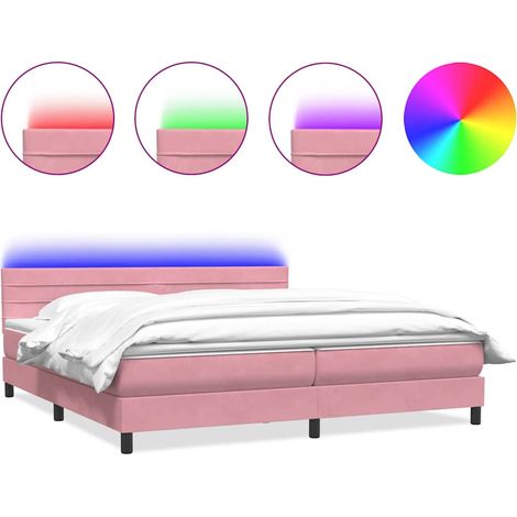 Maison Exclusive - Boxspringbett mit Matratze & LED Rosa 180x210