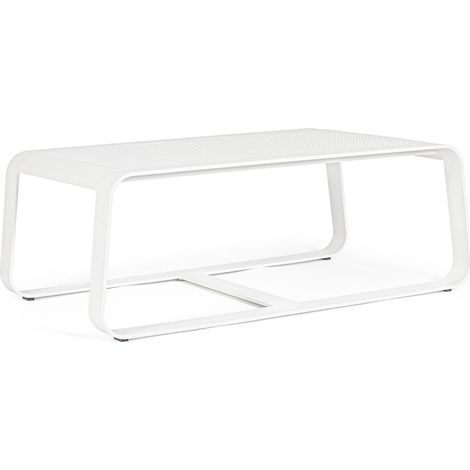 Niedriger Couchtisch "Merrigan"  aus pulverbeschichtetem Aluminium für den Außenbereich und den Garten -Weiss (1/5)