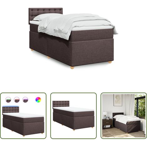 vidaXL Surmatelas confortable - Sommier à lattes de lit avec matelas Marron foncé 90x200 cm (1/5)