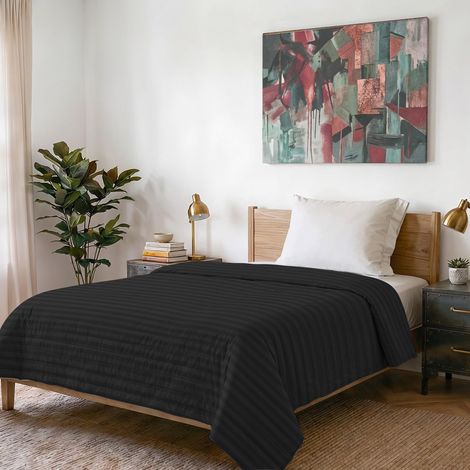 Satin Stripe Couette d'été Noir, Single (1/5)