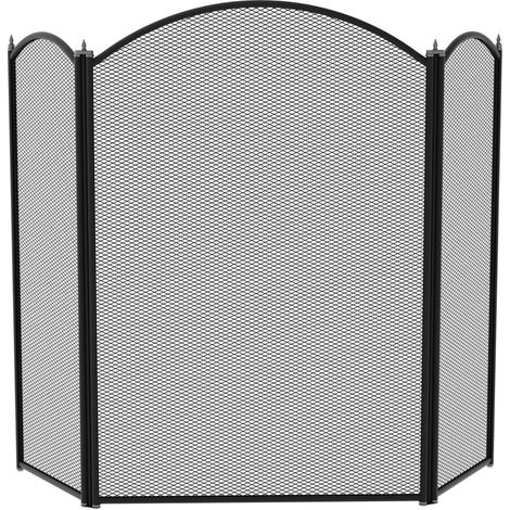 Selby 3 Panel Fire Guard Fireplace Screen Fence, Black (1/5)