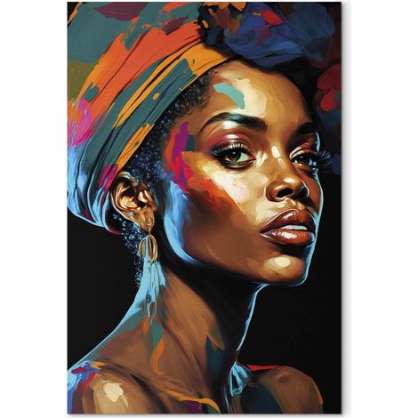 Portrait Féminin en Couleurs Vives sur Toile Déco - 40 x 60 cm (1/3)