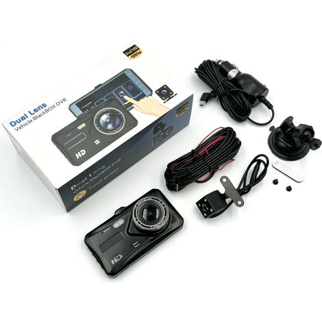 Caméra embarquée DVR Full HD 1080p 4" IPS à double objectif avec vision nocturne avant et arrière (1/5)