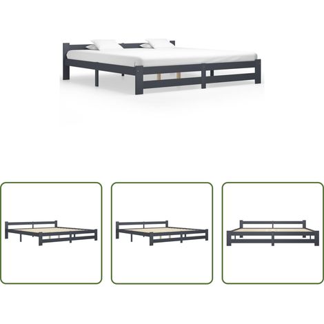 vidaXL Estructura cama sin colchón madera pino gris oscuro 200x200 cm (1/5)