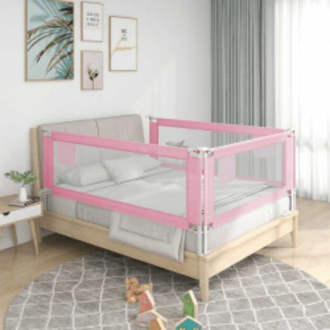 Barrière de lit enfant Barrière de sécurité Rose 140x25 cm Tissu 58149 (1/5)