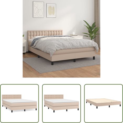 vidaXL Taschenfederkern Matratze - Boxspringbett Matratze Cappuccino-Braun 140x190cm Kunstleder (1/5)