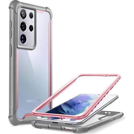 CUSTODIA PER SAMSUNG GALAXY S21 ULTRA 5G GRIGIO ROSA RETRO TRASPARENTE (1/5)