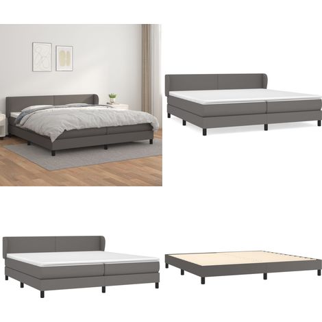 Boxspringbett mit Matratze Grau 200x200 cm Kunstleder - Boxspringbett - Doppelbett - Bettenrahmen - Kunstlederbett - Graues Bett - Home & Living (1/5)