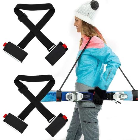 2 Pièces Sangles Porte-Skis Réglable Bandoulière de Ski Attache Ski Scratch Transport Poignets de Skis Rangement à ski pour Le ski d'hiver et Autres Sports de Plein Air (1/5)
