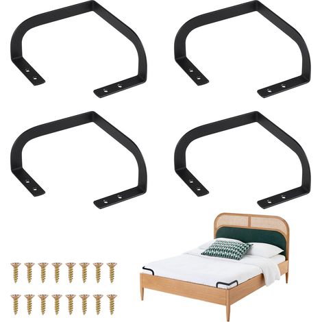 4 Pièces Arrêt Matelas 7cm Cale Antidérapant Coins du Lit Noir (1/5)