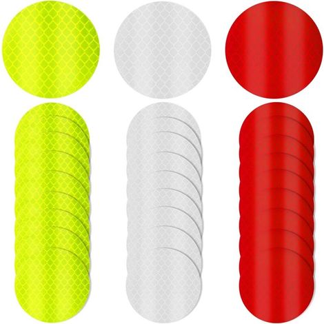 30Pcs Reflective Safety Stickers Night Visibility Reflective Stickers Waterproof Reflective Stickers for Vehicle, Bicycle, Motorcycle, Clothing (Round) (1/5)
