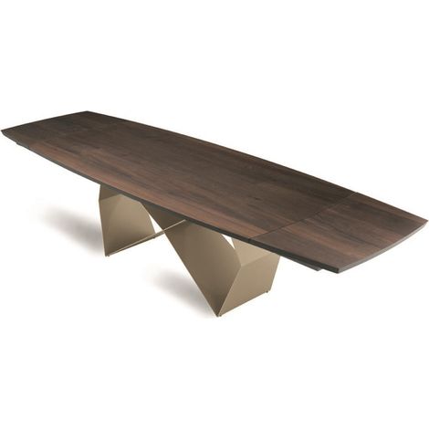 Tavolo allungabile 300 cm con base metallo Beige e piano Rovere Termico WALL (1/3)
