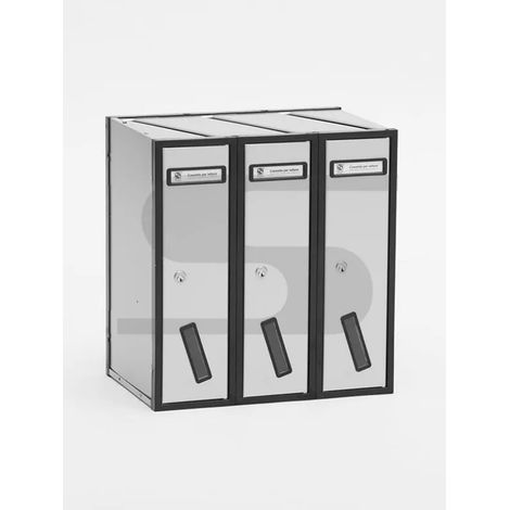 Silmec 3150372 SC5V Casellario postale verticale 3 porte in alluminio argento corpo in acciaio zincato serratura cilindro con 2 chiavi imbussolatura superiore ritiro anteriore colore Argento (1/2)