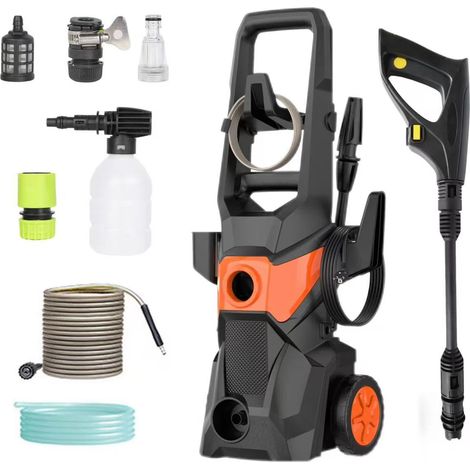 Nettoyeur haute pression 1500W, 135 bars, avec roues, nettoyeur à jet électrique, adapté à l'arrosage du jardin et au lavage de voiture. (1/5)
