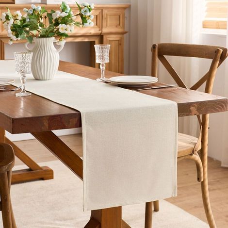 Lntyq Chemin de table automnal beige lavable, décoration intérieure, vacances, fête, 30 x 140 cm (1/5)