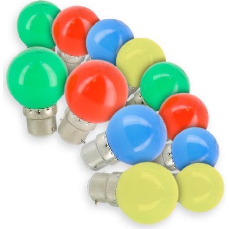 Arum Lighting – Lot de 12 ampoules LED B22 20W – Multicolores – Monoblocs incassables – Économie d'énergie – Pour guirlande extérieure (1/5)