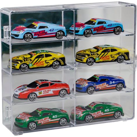 Scatola Organizzatrice per Auto 1:64 – 8 Scomparti Design Trasparente in Plastica – Esposizione Elegante per Collezione, Scrivania e Mensola (1/5)