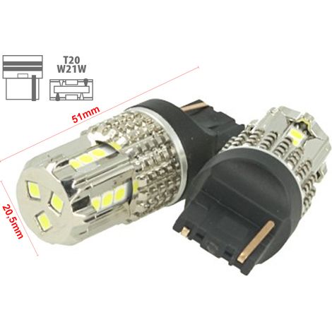 Lampada Led 7740 T20 W21W 12V 45W No Polarita Bianco Super Potente Lancia Ypsilon Iveco Daily VW Touran Audi Q3 (1/3)