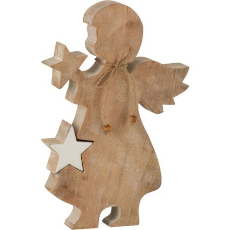 Statuette Déco "Ange Étoile" 29cm Blanc & Naturel (1/2)