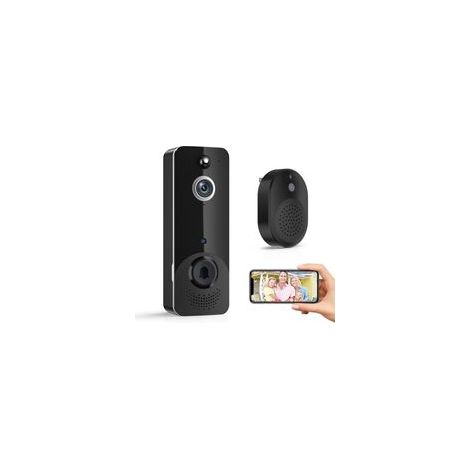 Sonnette vidéo sans fil avec sonnerie, affichage HD en direct, vision nocturne, stockage cloud, alimentation par batterie, surveillance intérieure/extérieure, détection humaine intelligente par IA, Wi