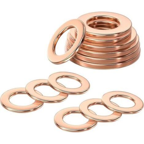 20 Pieces Copper Washers M10 Flat Washers, 10mm ID 16mm OD O-Rings, Flat Sealing Washers for Screws, Bolts (1/5)