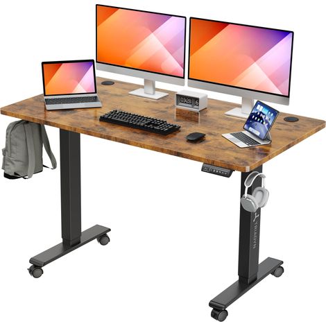 Nouveau bureau Triadyn WorkBase 1407 avec poignées de réglage électrique en hauteur, 140 x 70 cm, chêne rustique (1/5)