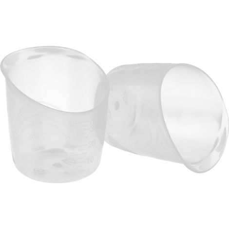 Lot de 2 gobelets doseurs pour bébé, en plastique transparent inodore, avec graduation. (1/5)
