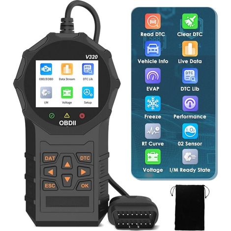 Scanner OBD2 Diagnostic Auto, Lecteur Code Erreur Moteur Universel, Effacement Défauts Voiture Multimarque Interface Française (1/4)