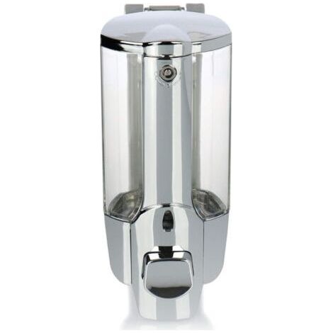 Distributeur de Savon Mural Rechargeable Design Chromé 85 x 85 x 190mm Contenance de 500ml, Pratique pour Salle de Bain (1/3)