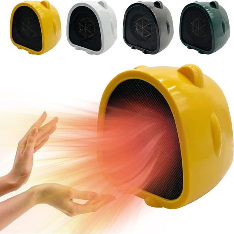 Calefactor Electrico - Calefactor Ceramico 500 W - Para Salon Habitacion Oficina - Portatil Silencioso - Amarillo (1/5)