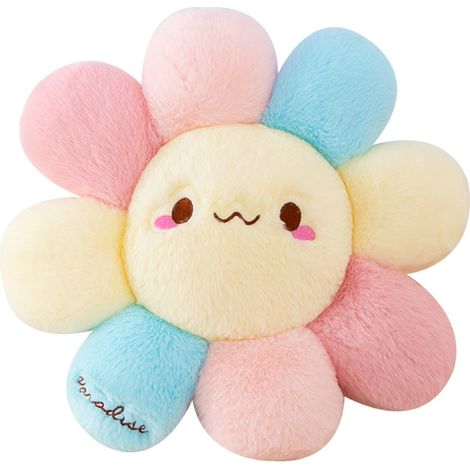 Filiyano-Coussin en peluche à motifs floraux, coussin de voiture, coussin mignon, doux et confortable, coussin fleuri, coussin souriant, tournesol (1/5)