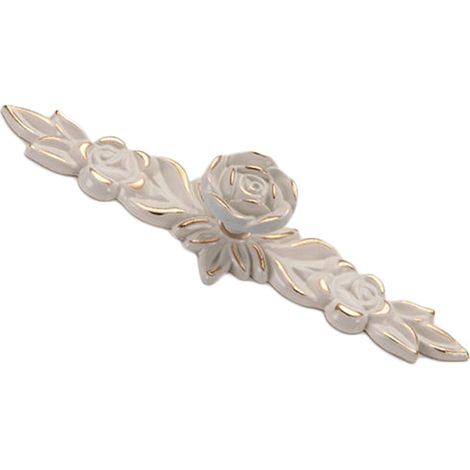 Boutons de meuble Euro Rose, style vintage raffiné, en alliage de zinc, motif floral 3D, pour la cuisine, la chambre et la salle de bain. Poignées de tiroir couleur feuille, ivoire avec bordure dorée, (1/5)