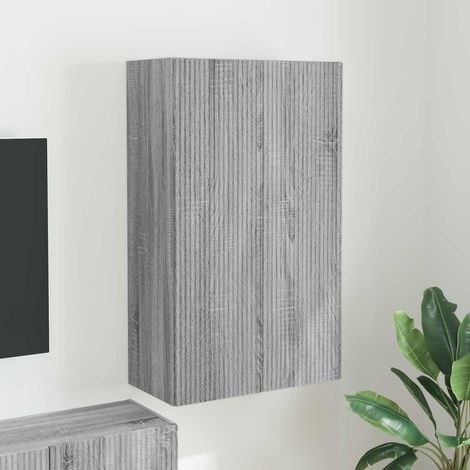 vidaXL TV Wall Cabinet 59.5 x 31 x 100 cm Grey Sonoma Engineered Wood (1/5)