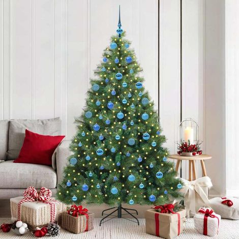 Künstlicher Weihnachtsbaum mit 300 LEDs Grün 180 cm PE und PVC